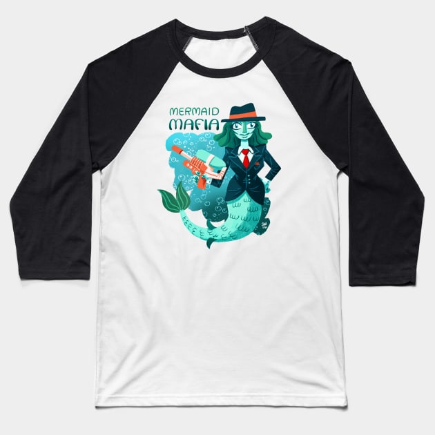 Mermaid Mafia Baseball T-Shirt by washburnillustration